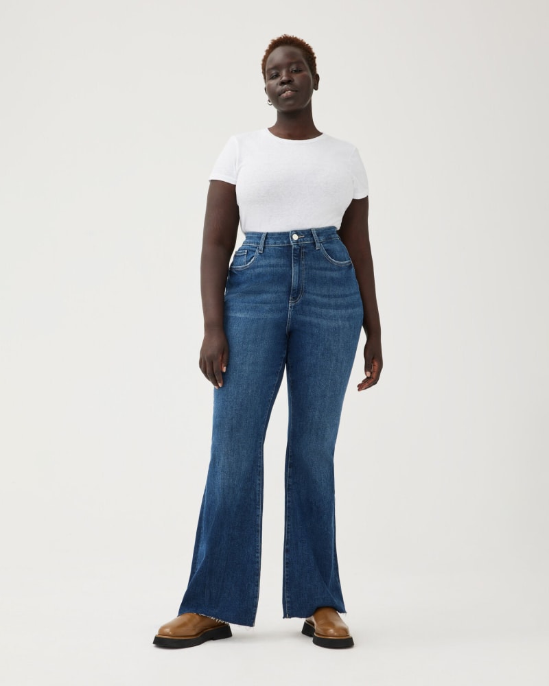 Front of a model wearing a size 14X33 MIA PLUS - HIGH RISE FLARE | SEABORN in SEABORN by Warp + Weft. | dia_product_style_image_id:293004